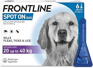FRONTLINE Spot On Flea & Tick Treatment for Large Dog (20-40kg) 6 Pipettes